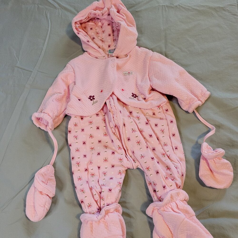 Little Me Winter One Piece with Detachable Mittens and Footies